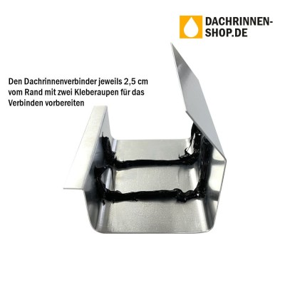 Titanzink Klebe-Rinnenverbinder für Kastendachrinne RG250