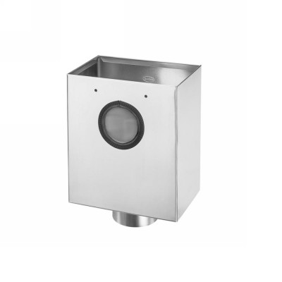 Titanzink Flachdach-Wasserfangkasten klein mit Zulauf eckig flach DN75